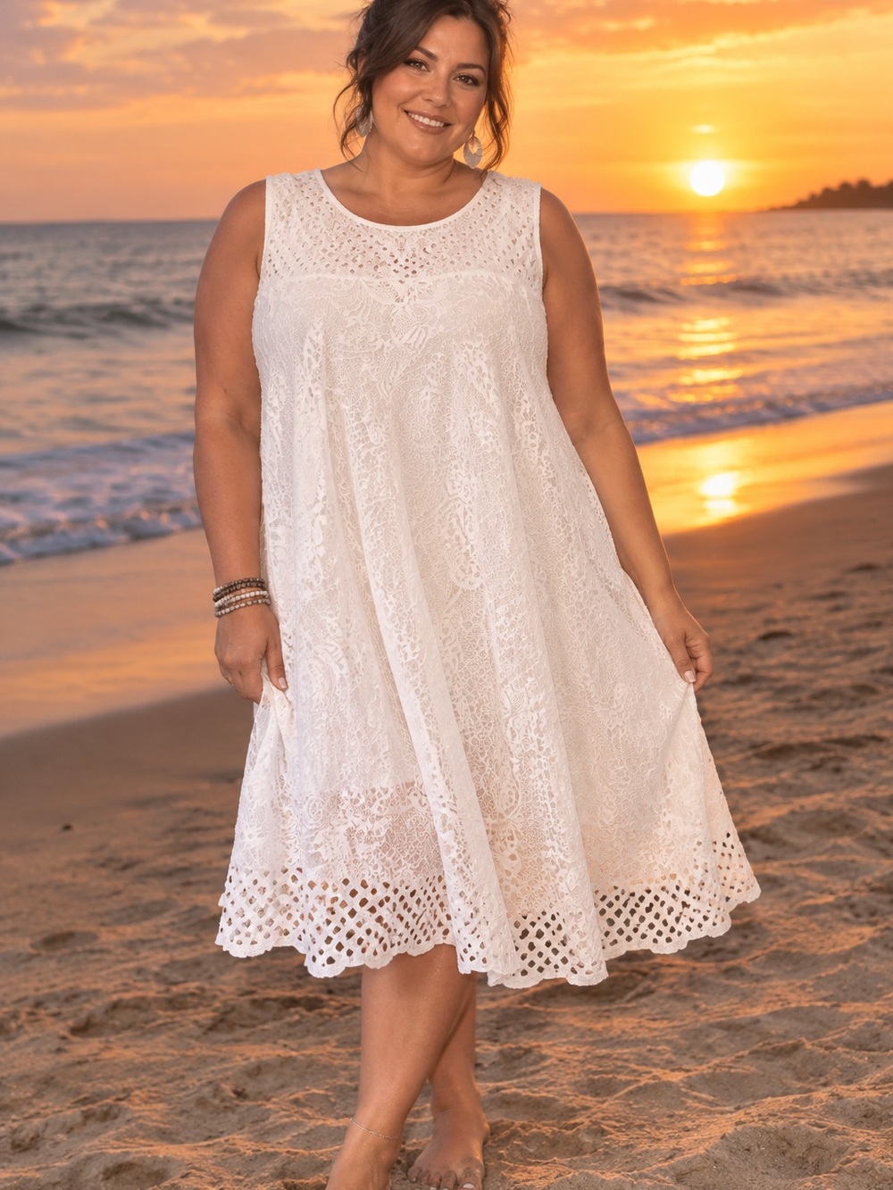 Catherines White Eyelet Sleeveless Scoop Neck Sundress Size 4X New